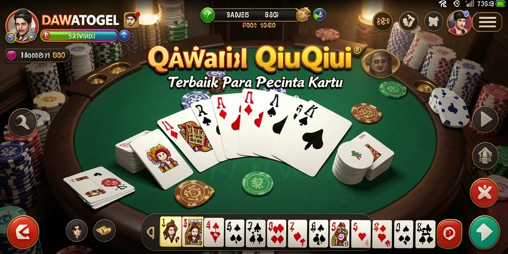 Screenshot DAWATOGEL menunjukkan gameplay QiuQiu yang seru dan kompetitif.