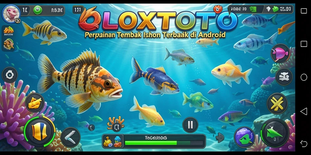 Tampilan utama OLXTOTO dengan pemain menembak ikan di bawah laut.